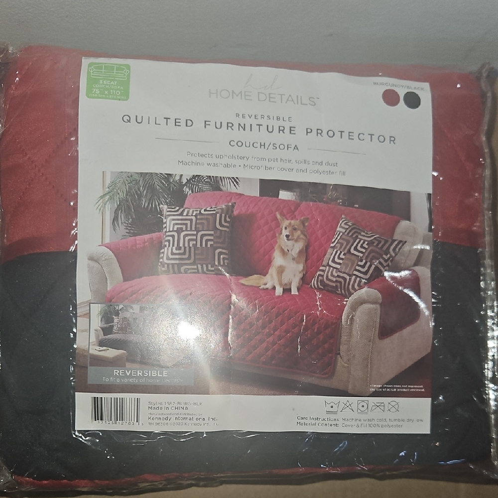 Reversible Red and Black Quilted Furniture Protector